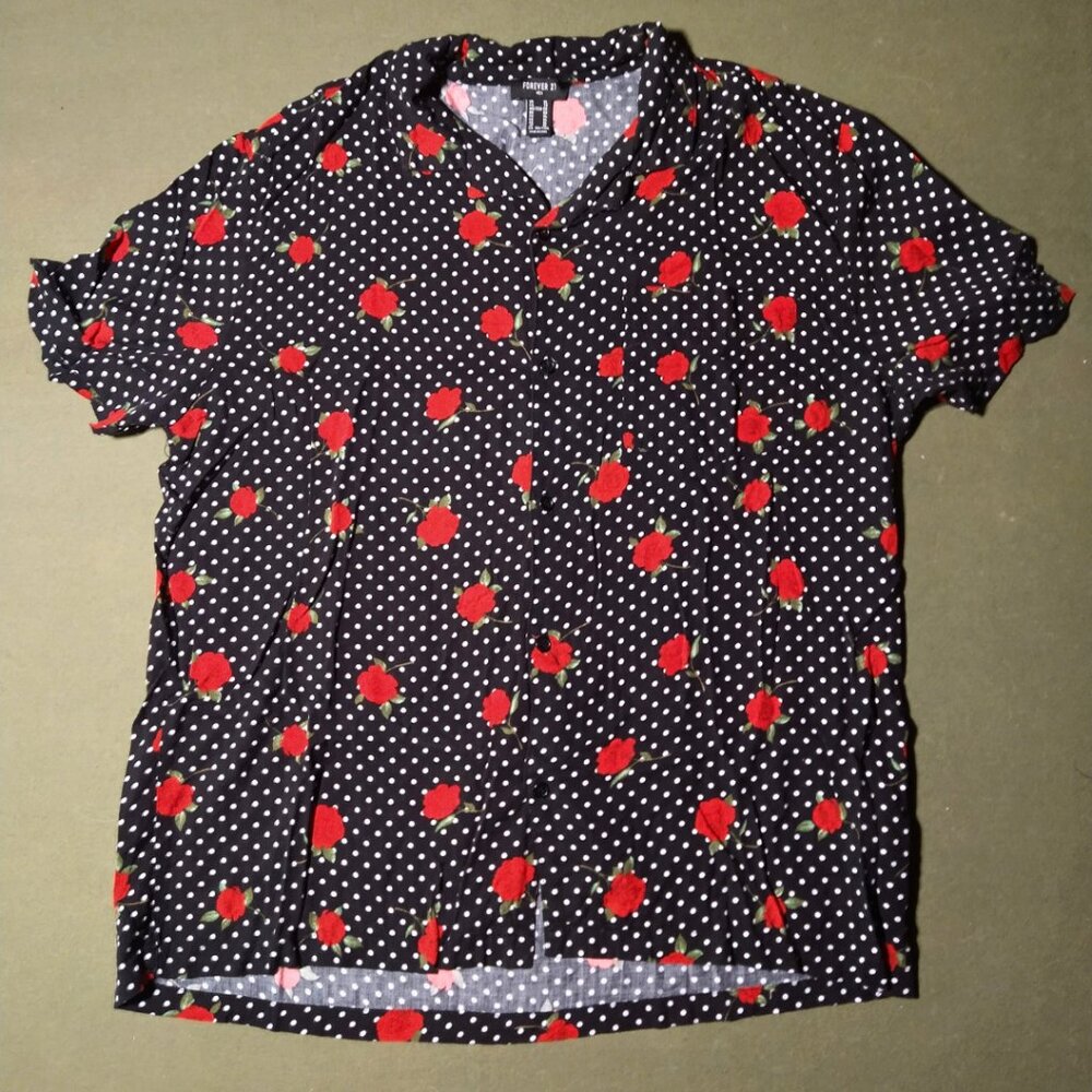 Forever 21 Rose Print Button Down